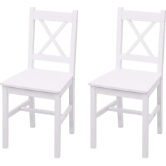 Mendler HWC-F77 Set of 2 Dining Room Chairs, Recliner Chairs, Kitchen Chairs, Solid Wood, Country House Design, White