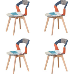 Grobkau Set of 4 Nordic Fashion Simple Modern Plastic Back Chairs with Openwork Backrest for Living Room, Dining Room, Office, Meeting Room, Restaurant, etc (Blue and Grey)