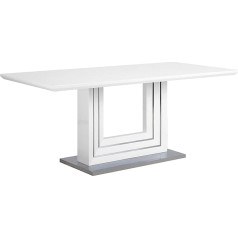 Beliani Kalona Dining Room Table 180 x 90 cm Stainless Steel / MDF Top White