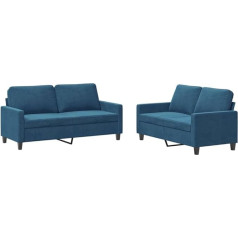 ‎Vidaxl vidaXL Sofa Set 2 Pieces, Armchair Couch with Cushion, Sofa Living Room Sofa with Armrests, Couch Set, Designer Sofa, Seating Furniture, Upholstered Furniture, Blue Velvet