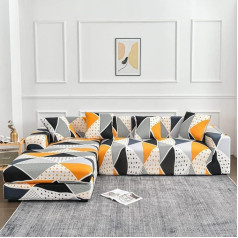 ‎Shanna SHANNA Sofa Throws Sofa Cover L Shape Elastic Stretch Sofa Throw Non-Slip Set of 2 3 Seater + 3 Seater Sofa Cover for L-Shape Sofa Cover with 4 Pieces Cushion Cover