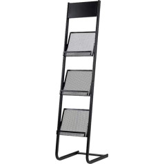 ‎Kelly' Harvest House Kelly' Harvest House Magazine and Brochure Rack, Literature Display Rack with 3 Shelves, Floor Standing Magazine Brochure Holder, Black, B