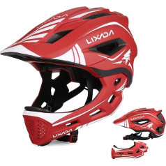 Lixada Children's Bicycle Helmet Full Face Removable Unisex 52-58 cm Children's Helmet 2-in-1 Integrated Size Adjustable with Removable Chin Guard Helmet Inline for Bicycles, Skateboards