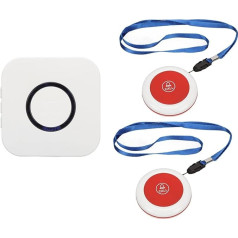 Yctze Pager for Seniors, SOS Call Button Warning System, Panic Button, Alarm Button for Senior Pagers, Range 50 m, with 1 Portable Receiver/2 Carer Call Buttons (EU)