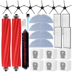 AiLomey Accessories for Roborock S7 MaxV Ultra, Replacement Parts for Roborock S7 Pro Ultra, 2 Main Brushes, 1 Self-Cleaning Brush, 4 Wipes, 4 Filters, 6 Side Brushes, 6 Dust Bags