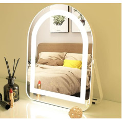 Wayking Make-up Mirror with LED Light, Hollywood Mirror with Lighting with 3 Light Colours, Table Mirror with Touch Control, Large Cosmetic Mirror for Makeup, 40 x 30 cm
