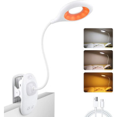 mizikuu Reading Lamp Book Clamp, 26 LEDs Clamp Lamp USB Rechargeable Clamp Light, 3 Colour Temperature Touch Book Lamp, 360° Flexible Dimmable Desk Lamp for Night Reading, Office, Book, Bed