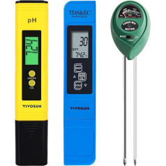 VIVOSUN Digital PH Meter, 3-in-1 TDS EC and Temperature Meter, Soil Moisture Meter for Plants Combination for Garden & Agriculture Soil Tester