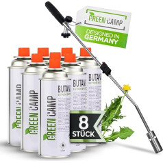 Green Camp® Weed Killer with Gas Cartridges - Sturdy Weed Burner with Piezo Ignition Infinitely Adjustable - Gas Burner Made of High-Quality Metal with Ergonomic Handle