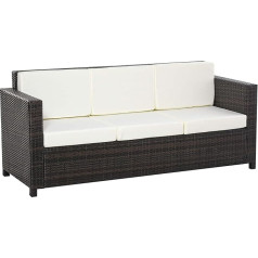 Outsunny Poly-Rattan Sofa with Cushion 2 Seater / 3-Seater Garden Lounge Sofa Metal Polyester 185 x 70 x 80 cm / 130 x 70 x 80 cm