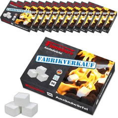 FLAMMBURO Pack of 1152 Paraffin Lighting Cubes (12 x 96 Cubes) from German Manufacturer, Barbecue Lighter, Fireplace Lighter, Oven Lighter, Cube, Lighting Wool, Made in Germany - 12 Boxes x 96 Cubes