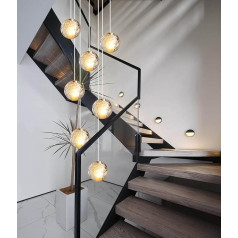 H.W.S LED Pendant Light Glass Crystal Chandelier Decorative Chandelier Modern Pendant Lamp for Villa Stairs Living Room Dining Room Bedroom Interior Light Lamp