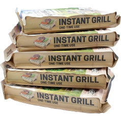 Casus Disposable Barbecue (Pack of 5) Eco Disposable Barbecue for Camping Beach Park 100% Sustainable 50% Less CO2 through Bamboo Charcoal, Ready to Start After 5 Minutes and Over 1 Hour Use,