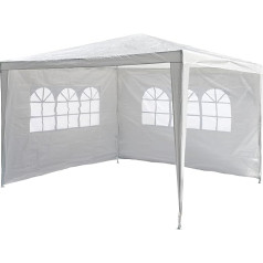 Garden Gazebo 3 x 3 m White Waterproof Includes 2 Side Walls with 3 Windows Material PE Tarpaulin 110 g/m² White Festival Tent Shelter