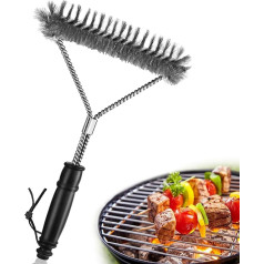 Phantasy® Grill Brush with Long Stainless Steel Bristles, 30 cm Grill Cleaning Brush Made of Premium Stainless Steel and Heat Insulation Handle for Charcoal Grill, Gas Grill and Electric Grill