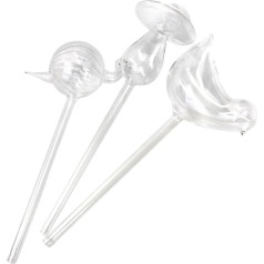 Md Trade Set of 3 Self Watering Automatic Mouth Blown Clear Glass Assorted Shapes (Mushroom, Bird, Snail)