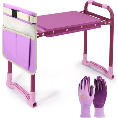 Colwelt Garden Kneeler and Seat, Upgraded Garden Kneeling Stool with Soft Wider Knee Pad, Foldable Garden Bench Stool with Tool Bag, EVA Foam Pad Protects Your Knees (Purple)