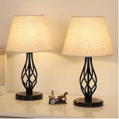 LIANTRAL Bedside Lamps, Set of 2, Modern Table Lamp with Marble Base & Linen Lampshade, Small Lamp for Bedroom, Living Room, Student Dorm, Decor