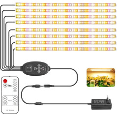 Pack of 8 Plant Lamp LED, Plant Light, 384 LEDs Plant Light Grow Light Full Spectrum for Indoor Plants with 4/8/12H Timer Switch, Grow Light with 10 Dimmable Levels, 8 Lighting Modes