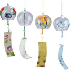 Falytemow Japanese Wind Chimes Flower Small Wind Bells Handmade Glass Japanese Style Pendant for Birthday Gift Home Decoration