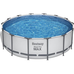 Bestway Steel Pro MAX Frame Pool Complete Set with Filter Pump, Diameter 427 x 122 cm, Light Grey, Round