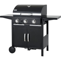 Tepro 3 Burner Gas Barbecue Trolley with Shelf, Storage Space and Thermometer, Mayfield