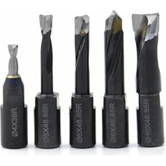 Hopson Tools Solid Carbide Bits for Domino Joining Machines, Router Bit Set Includes 5 Solid Carbide Bits with Diameters of 4mm, 5mm, 6mm, 8mm and 10mm 5 Pieces