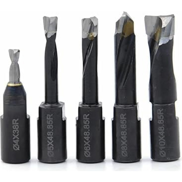 Hopson Tools Solid Carbide Bits for Domino Joining Machines, Router Bit Set Includes 5 Solid Carbide Bits with Diameters of 4mm, 5mm, 6mm, 8mm and 10mm 5 Pieces