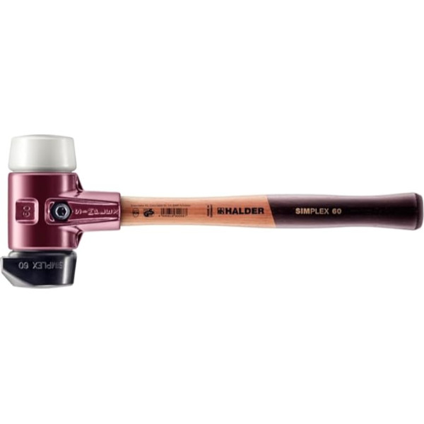 HALDER - 3027.260 Soft Hammer Rubber Composition with Base / Superplastic with Malleable Cast Iron Housing and High-Quality Wooden Handle Diameter 60 mm