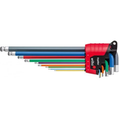 Wiha MagicRing 41979 Allen Key Set in ErgoStar Holder Hexagonal Ball Head 9-Piece Bright Coloured