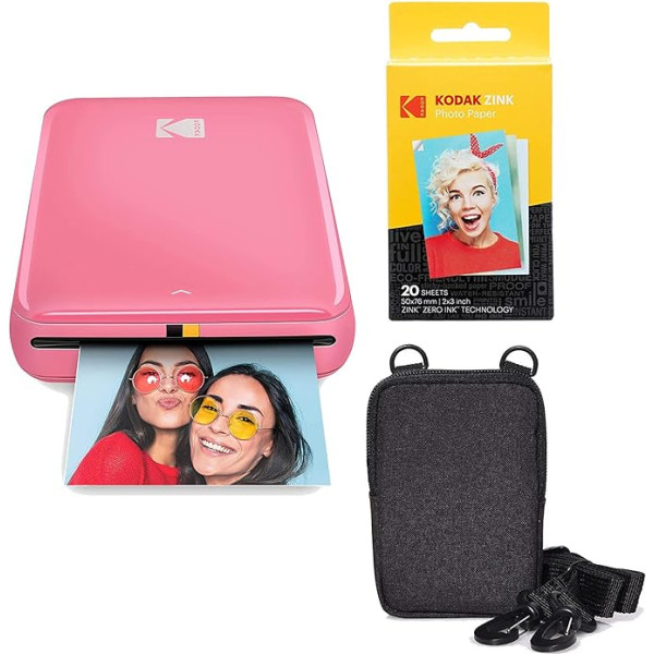 KODAK Step Printer Wireless Mobile Photo Printer with Zinc Technology (Pink) Travel Kit