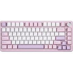 YUNZII B75 PRO Wireless Mechanical Keyboard, 75% Gaming Keyboard Seal, Hot Swap Keyboard with Button, Pre-Lubricated Switches RGB, BT/Type-C/2.4G Creamy Keyboard (Cocoa Cream V2 Switch, Purple)