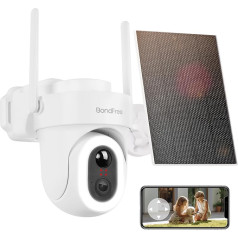 BondFree 2K 3MP Solar Surveillance Camera Outdoor Battery, 355°/90° Swivelling WiFi Camera Outdoor, Colour Night Vision, AI Detection, PIR Motion Sensor