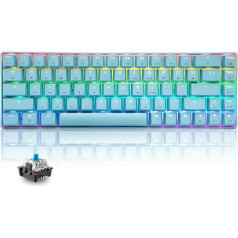 60% Mechanical Mini Keyboard, Compact 68 Keys, USB C Wired RGB Keyboard, 18 Chroma Rainbow Backlight, Portable Compatible with PS4, Xbox, PC, Laptop, Mac - Blue/Blue Switches