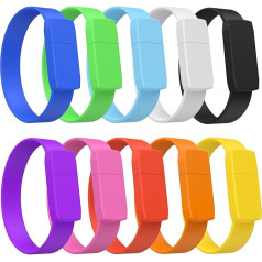 4 GB Bracelet USB Stick, Pack of 10 USB Sticks, Multicoloured USB 2.0 USB Flash Drives 4 GB, Portable, Affordable Memory Stick, Pendrive, Colourful Flash Drives for Children's Day FEBNISCTE