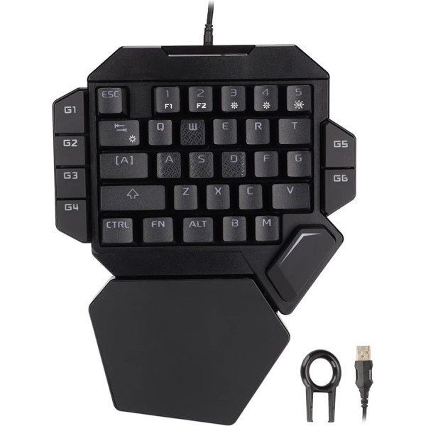 Zunate One-Hand Gaming Keyboard, Gaming Keyboard with RGB Backlight, 35 Keys, Precise Sensitive Control, 6 Programmable Keys, Ergonomic Design, Half Keyboard for PC Gamers