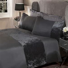 Sienna Crushed Velvet Duvet Cover Set Super King Size 100% Polyester Grey