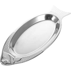 Cabilock Tray 1 Piece Fish Sushi Pizza Glass Metal Fish Plate Oval Serving Fish Serving Plate Steamed Fish Dish Party Plate