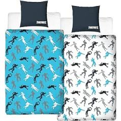 Character World Fortnite Bed Linen German Size Fortnite DABS Dance Figures 100 % Cotton 2-Piece Teenager Boys Bedding Set 135 x 200 cm + 80 x 80 cm