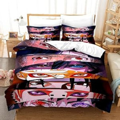 Children's Bed Set 155 x 220 cm with 3D Printed Cartoon Ninja Pattern, Microfibre Winter Bed Linen Set with 1 Duvet Cover 155 x 220 cm + 2 Pillowcases 80 x 80 cm for Children Boys Girls Soft