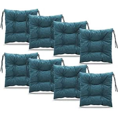 postergaleria Set of 8 Chair Cushions, 40 x 40 cm, Blue, Chair Cushions with Ties, Quilted Cushion, Floor Cushion, Seat Cushion for Garden Chair, for Indoor and Outdoor, Outdoor Chair Cushion as Chair