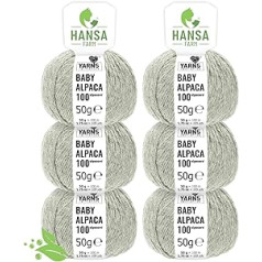 Hansa-Farm 100% Baby Alpaca Wool in 25 Colours - 300 Gram Set DK (double knit) (6 x 50 g) - The 1st Machine-washable 100% Alpaca wool – even softer, scratch-free and durable – Alpaca wool for knitting and crocheting