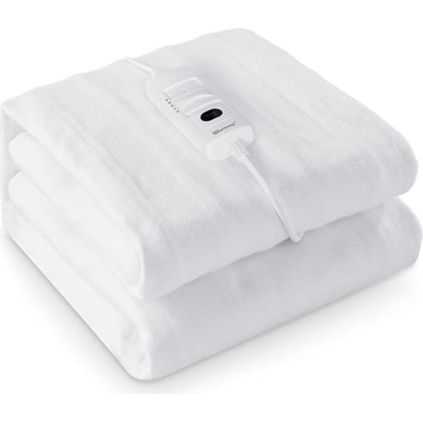 Warmrest Heated Underbed 180 x 100 cm with Automatic Shut-Off, 3 Temperature Levels with Removable Controller, Quick Heating, Overheating Protection, Soft Fabric on Bed, Machine Washable, White