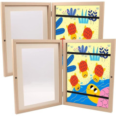 HOVIN Pack of 2 Picture Frames Children's Drawings A4, Children's Picture Frame, Children's Art Frame, Hinged, Picture Frame, Children's Drawings for School and Family (Wood)