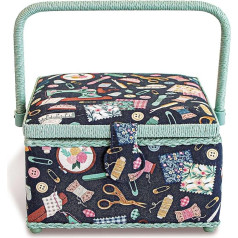 Prym 612063 Sewing Basket Cotton Navy 230 x 230 x 140 mm