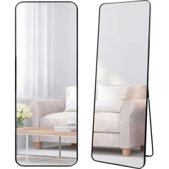 OWLKELA 140 x 50 cm Full Length Mirror, Free Standing or Hanging Mirror, Black Frame, Floor Mirror, Dressing Mirror for Living Room and Bedroom, QSJ-140*50-02