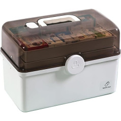 TWSOUL Multi-Purpose Storage Box, Home Medicine Chest Box, Organiser Box, Sewing Box, Craft Box, Toolbox, Sorting Box, Fishing Case, Medicine Cabinet, Large (34 x 19 x 21.5 cm, White)
