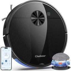 Chuboor Robot Vacuum Cleaner with Mop Function, 3-in-1 Vacuum Cleaner Robot Strong Suction Power Robot Vacuum Cleaner 5000 Pa, Self-Charging with WiFi/App Voice Function, 150 Minutes Running, for Pet