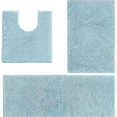AinDen Soft Bath Mats & Bath Mats Set 3-Piece Microfibre Non-Slip Water Absorbent Bathroom Rug Machine Washable Bath Mat and Toilet Mat for Shower, Bathtub and Toilet