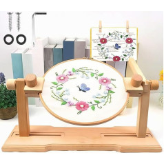 Embroidery Hoop Stand Adjustable Rotating Embroidery Hoop Holder 360° Rotation Cross Stitch Lap Stand Beech Wood Embroidery Stand Holder Hands Free Embroidery Hoop Stand for Crafts